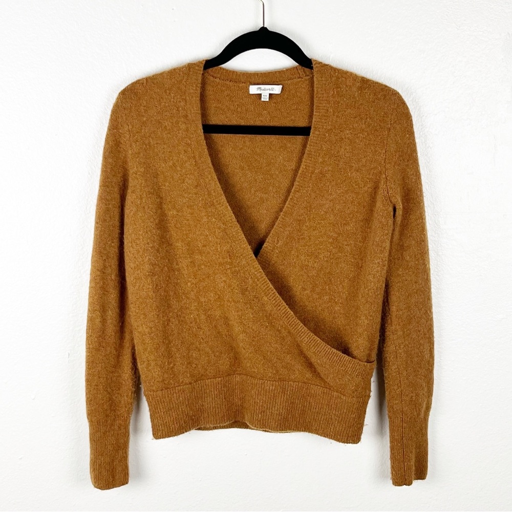 MADEWELL Wrap-Front Coziest Yarn Pullover Long Sleeves Sweater XXS Preppy Casual